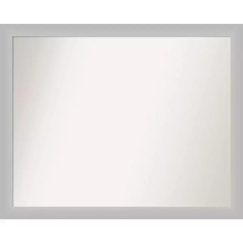 31" x 25" Non-Beveled Low Luster Wood Bathroom Wall Mirror Silver - Amanti Art