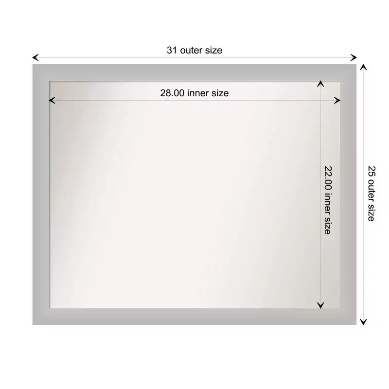Specchio da parete con cornice rettangolare - Finitura argento a bassa lucentezza