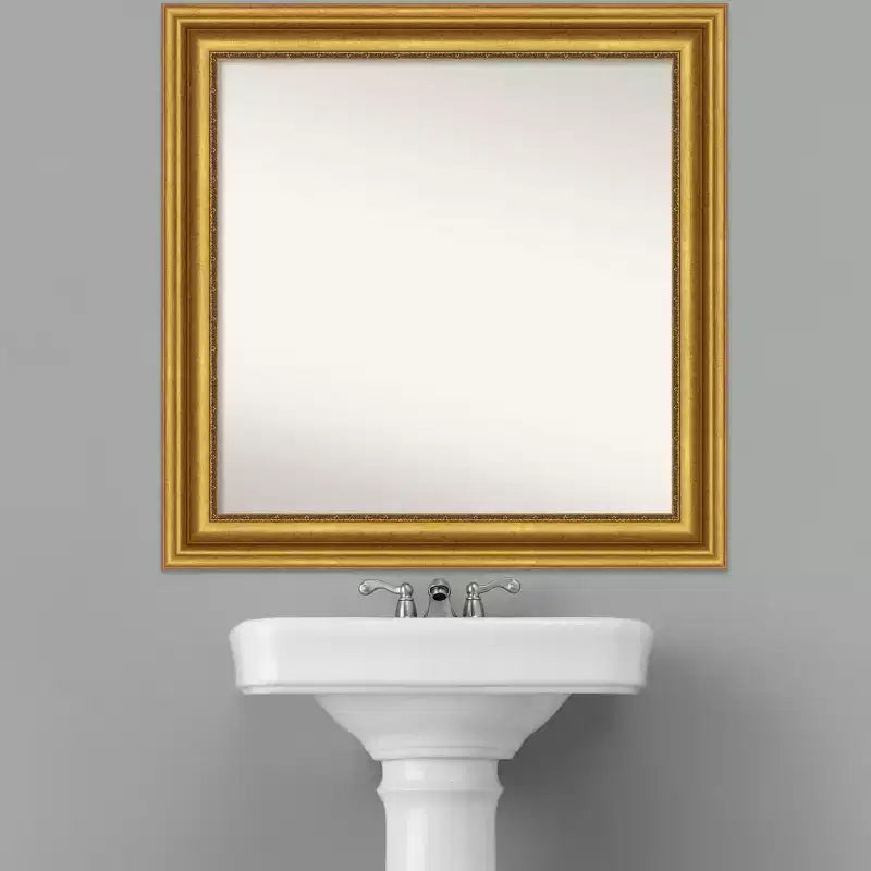 Specchio da parete quadrato con cornice decorata dorata — 80,6 x 80,6 cm