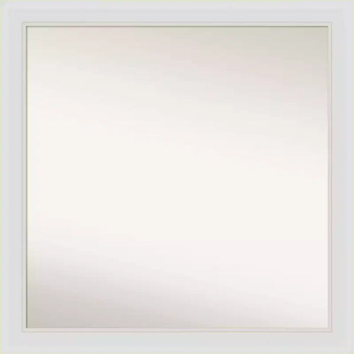 30" x 30" Non-Beveled Flair Narrow Bathroom Wall Mirror Soft White - Amanti Art: Modern Square Polystyrene Frame, Wall Mounted
