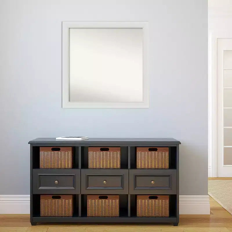 Specchio da parete quadrato con cornice 30 x 30 pollici – Finitura bianco tenue