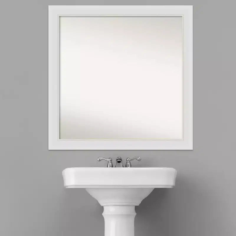 Specchio da parete quadrato con cornice 30 x 30 pollici – Finitura bianco tenue
