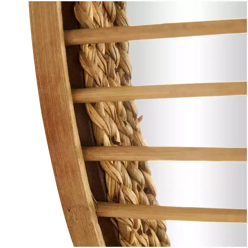Specchio da Parete Rotondo in Rattan – Specchio Decorativo Intrecciato a Mano da 53 cm