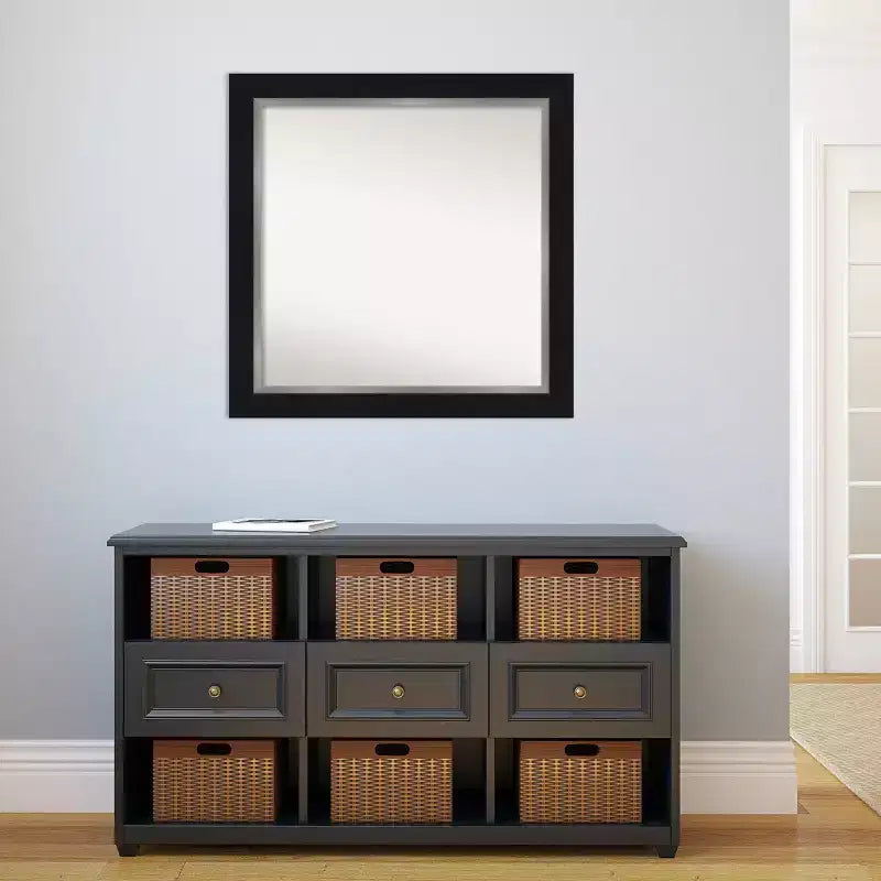 Specchio da parete quadrato - 80 x 80 cm, cornice nera e argento