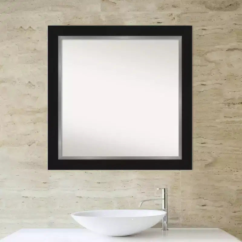 Specchio da parete quadrato - 80 x 80 cm, cornice nera e argento