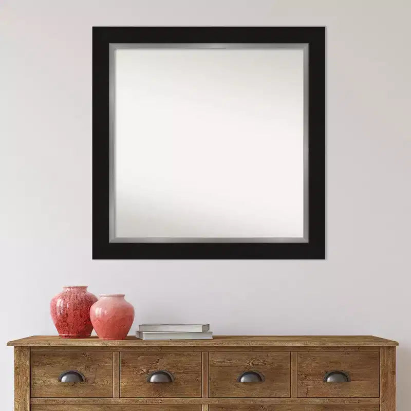 Specchio da parete quadrato - 80 x 80 cm, cornice nera e argento