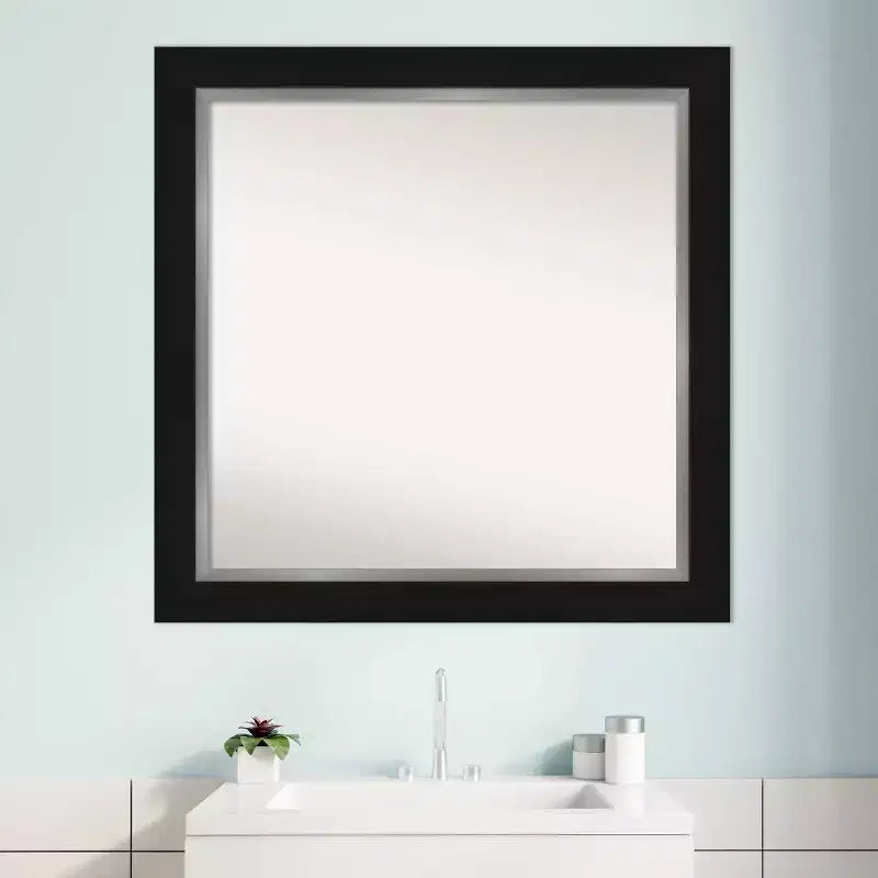 Specchio da parete quadrato - 80 x 80 cm, cornice nera e argento