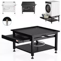27 Wide Washer and Dryer Pedestals with Pullout-Shelf, 16 Hight Laundry Pedestal with Adjustable Anti-Vibration Pads, Drain Pan and Hose, 1000 lbs