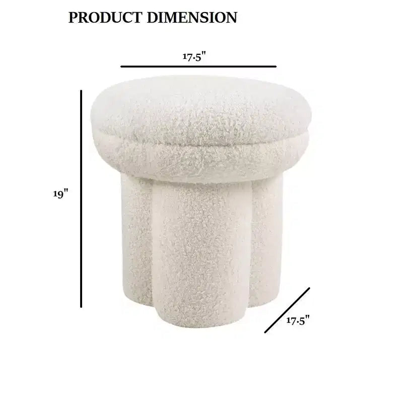 Sgabello d'accento a forma di fungo — Pouf rivestito in montone con base a piedistallo