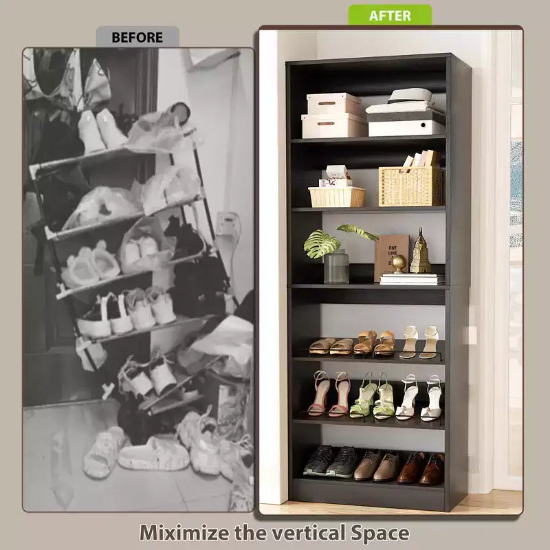 Scarpiera a torre a 6 ripiani - Organizer per scarpe in legno da 80".
