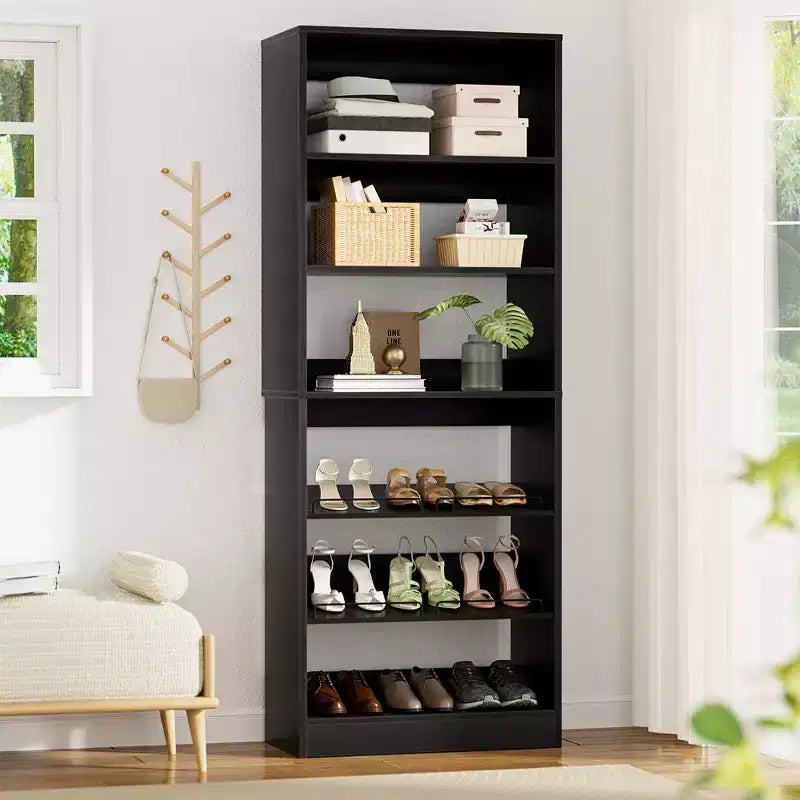 Scarpiera a torre a 6 ripiani - Organizer per scarpe in legno da 80".
