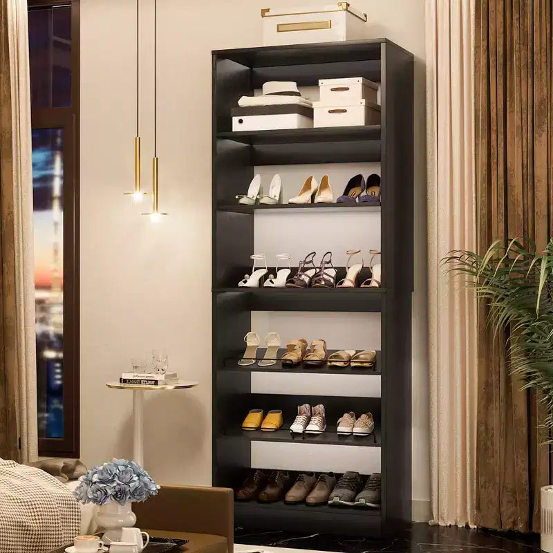 Scarpiera a torre a 6 ripiani - Organizer per scarpe in legno da 80".