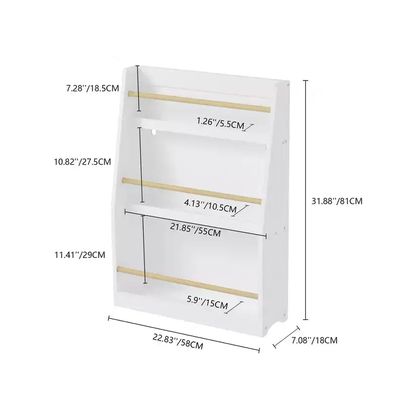 Libreria per bambini a 3 ripiani con frontalino