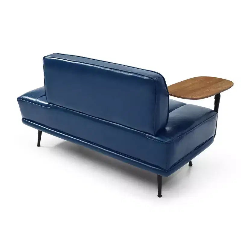 Panca fondoletto da 55 pollici con vassoio girevole — Pouf in similpelle, gambe in metallo