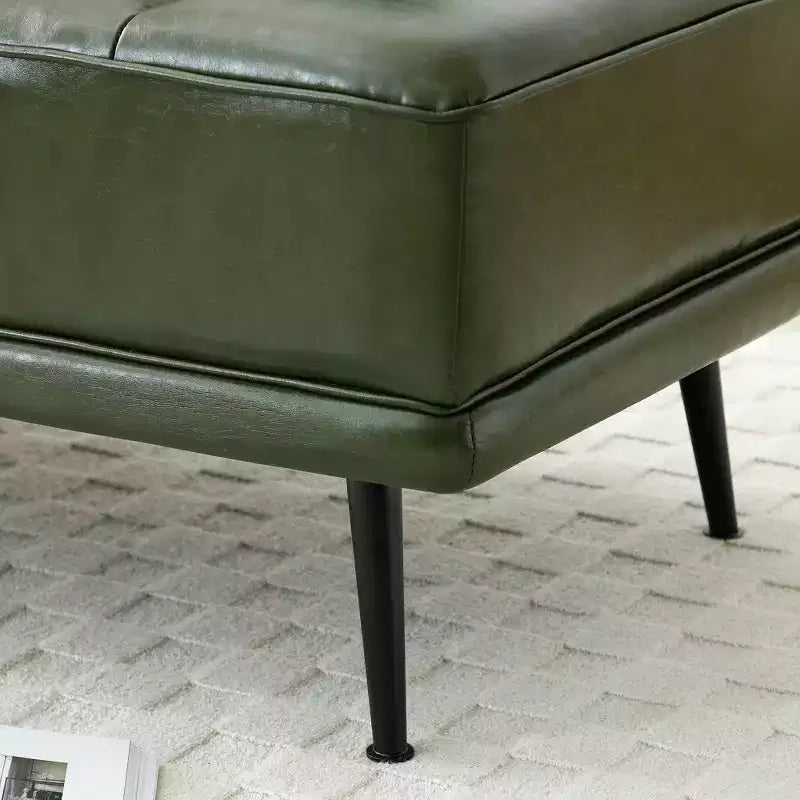 Panca fondoletto da 55 pollici con vassoio girevole — Pouf in similpelle, gambe in metallo