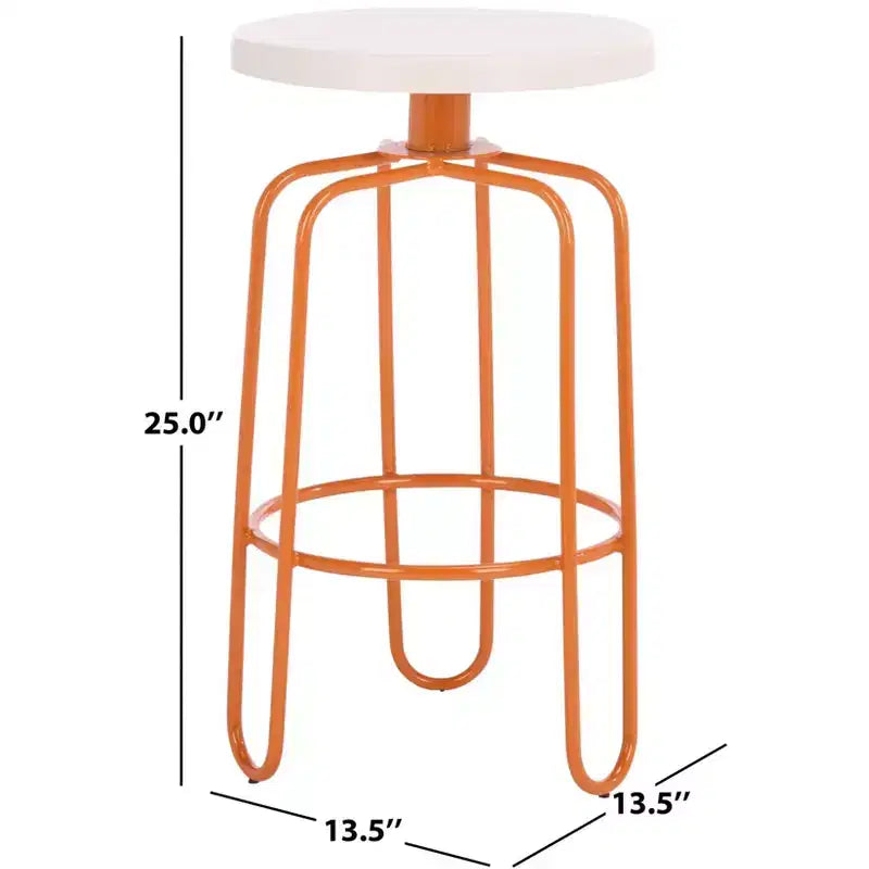 Sgabello rotondo in ferro con poggiapiedi - Altezza bancone 76 cm