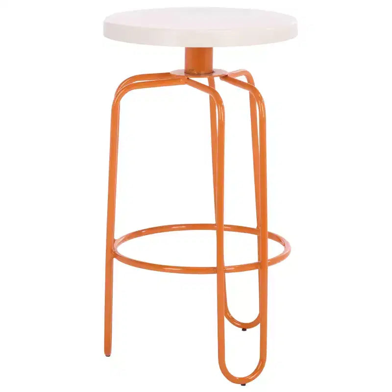 Sgabello rotondo in ferro con poggiapiedi - Altezza bancone 76 cm