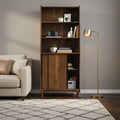 GDFStudio Ashton 70H Modern Sliding-Door Wood Bookcase