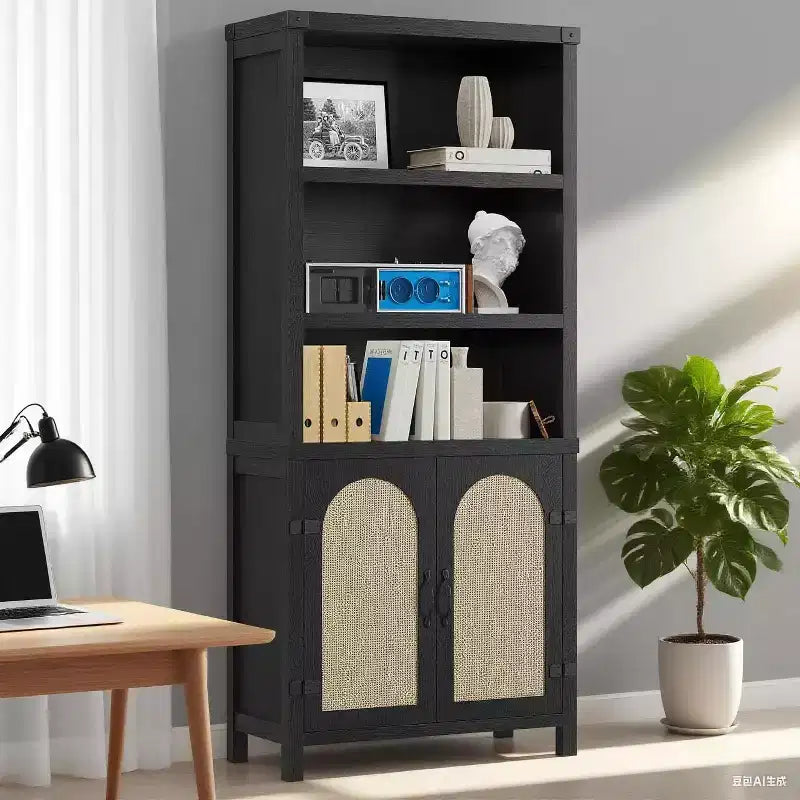 Libreria alta 178 cm con ante e ripiani regolabili