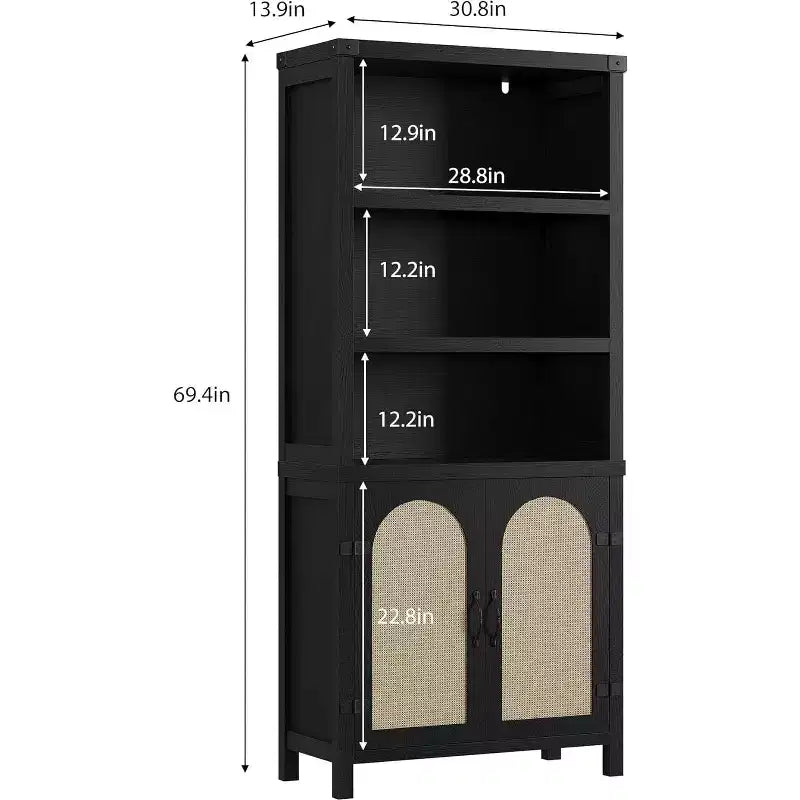 Libreria alta 178 cm con ante e ripiani regolabili