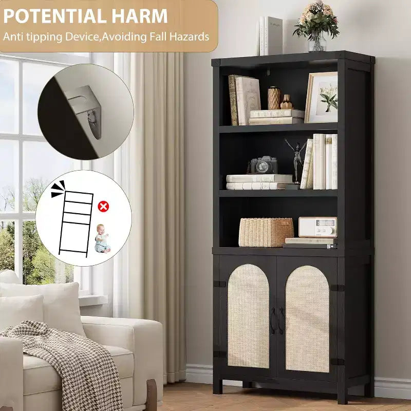 Libreria alta 178 cm con ante e ripiani regolabili