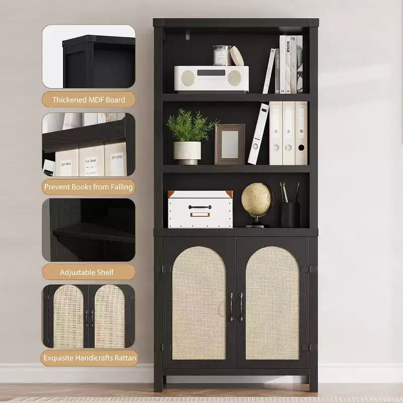 Libreria alta 178 cm con ante e ripiani regolabili