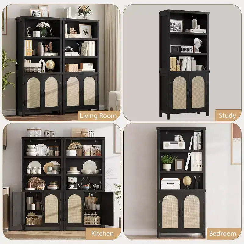 Libreria alta 178 cm con ante e ripiani regolabili
