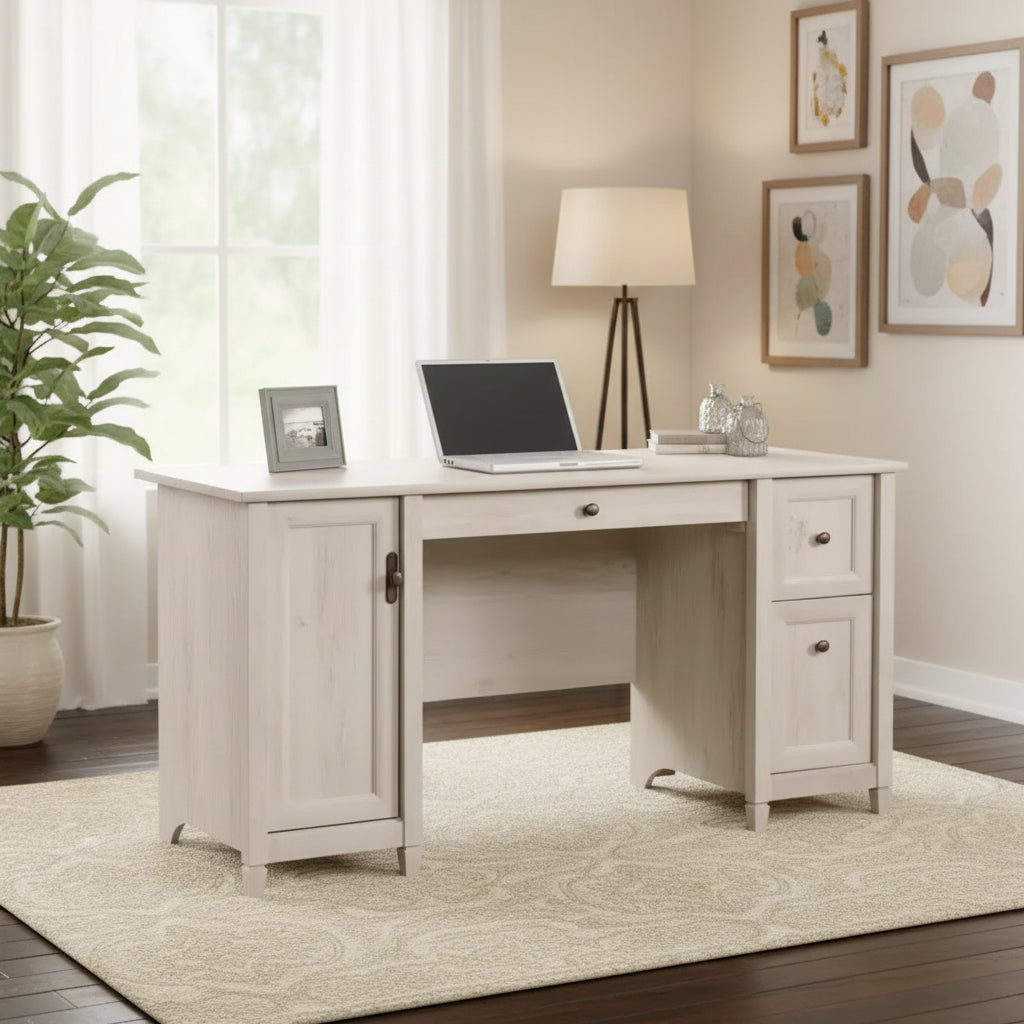 GDFStudio Marlow 59 Computer Desk with Drawers and Keyboard Tray