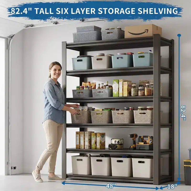Scaffale metallico a 6 ripiani per carichi pesanti - Altezza 82", Larghezza 48", Capacità 2400 libbre