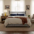 Christopher Knight Home Iska Modern Rubberwood Upholstered Striped Bed with High Headboard