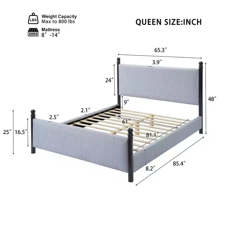 Base letto imbottita con testiera alta