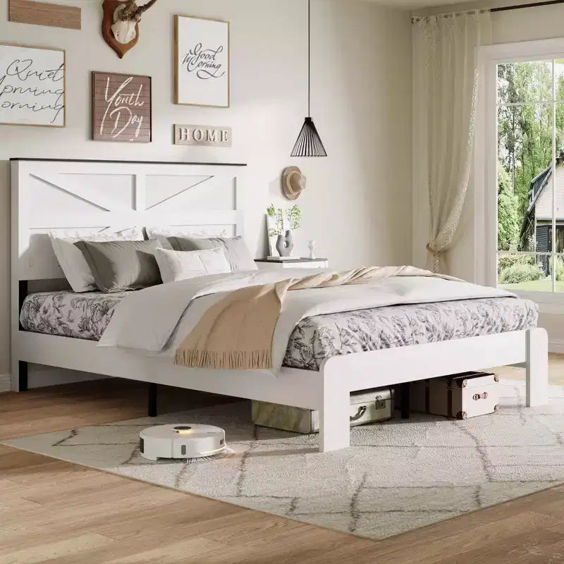 Struttura letto a piattaforma con testiera — Queen e King