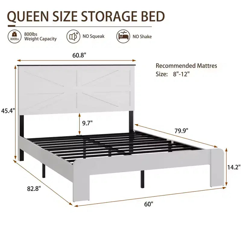 Struttura letto a piattaforma con testiera — Queen e King