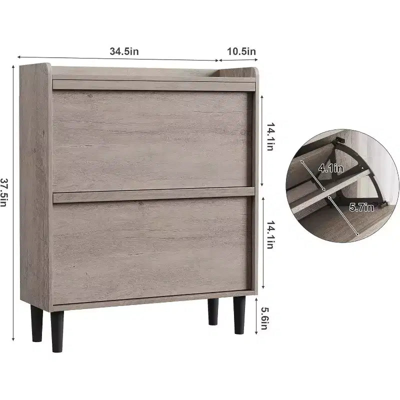 Scarpiera autoportante da 120 cm con cassetti a ribalta e ripiani regolabili