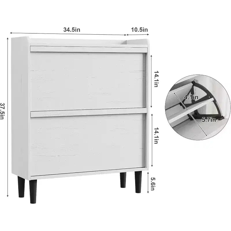 Scarpiera autoportante da 120 cm con cassetti a ribalta e ripiani regolabili