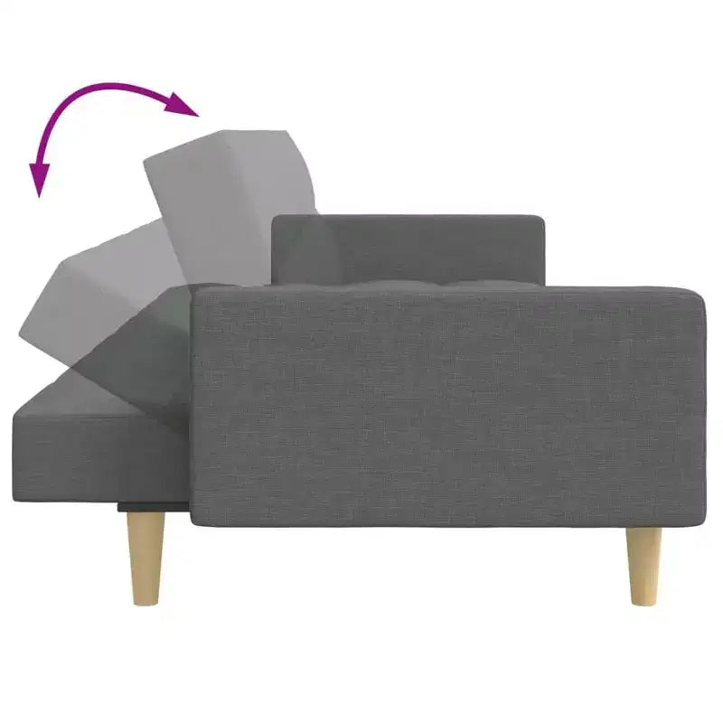 Divano Letto 2 Posti con Pouf – Rivestimento in Tessuto
