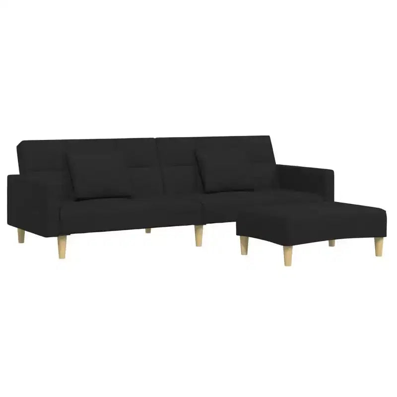Divano Letto 2 Posti con Pouf – Rivestimento in Tessuto
