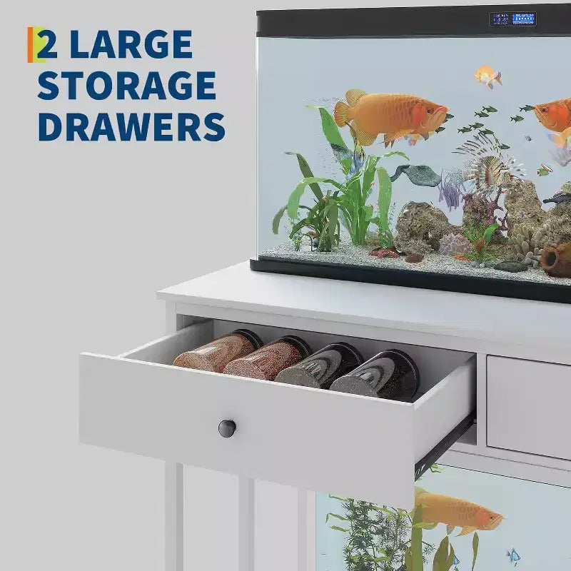 Supporto per acquario da 40 galloni con prese di corrente e cassetti portaoggetti