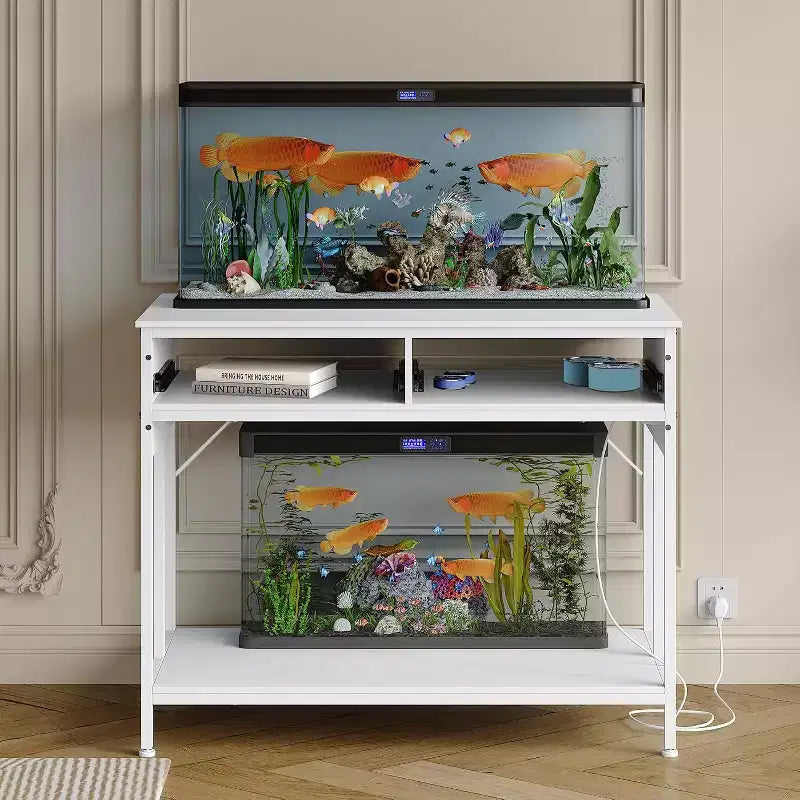 Supporto per acquario da 40 galloni con prese di corrente e cassetti portaoggetti
