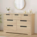 7-Drawer Dresser with Embedded Handles, Modern Wood Chest of Drawers for Bedroom, Nursery, Living Room, Easy Assembly, Anti-Tip Safety