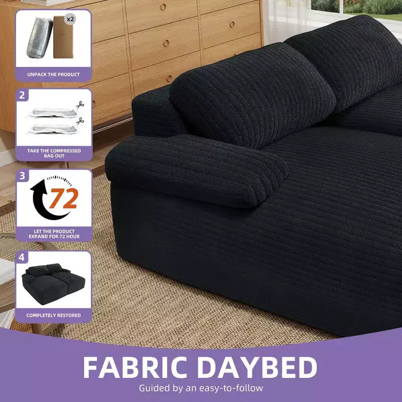 Divano a nuvola con doppia chaise longue oversize da 80 pollici e seduta profonda