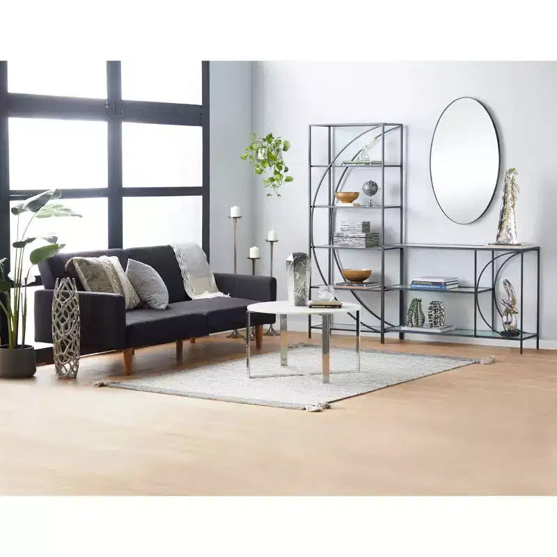 Specchio da Parete Grande Ovale con Cornice in Legno Naturale – 101 x 61 cm