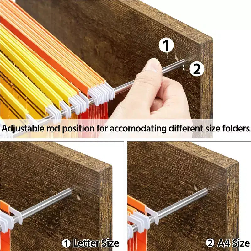Classificatore a 3 cassetti con rotelle, ripiani aperti e presa di corrente integrata