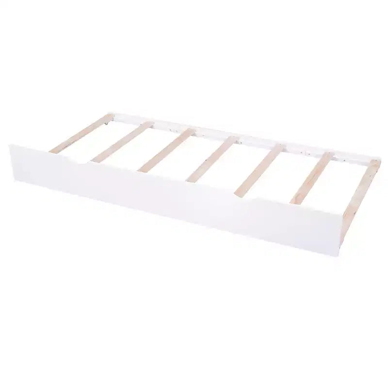 Letto con Piattaforma Contenitore con Ripiani Estraibili e Letto Estraibile Singolo