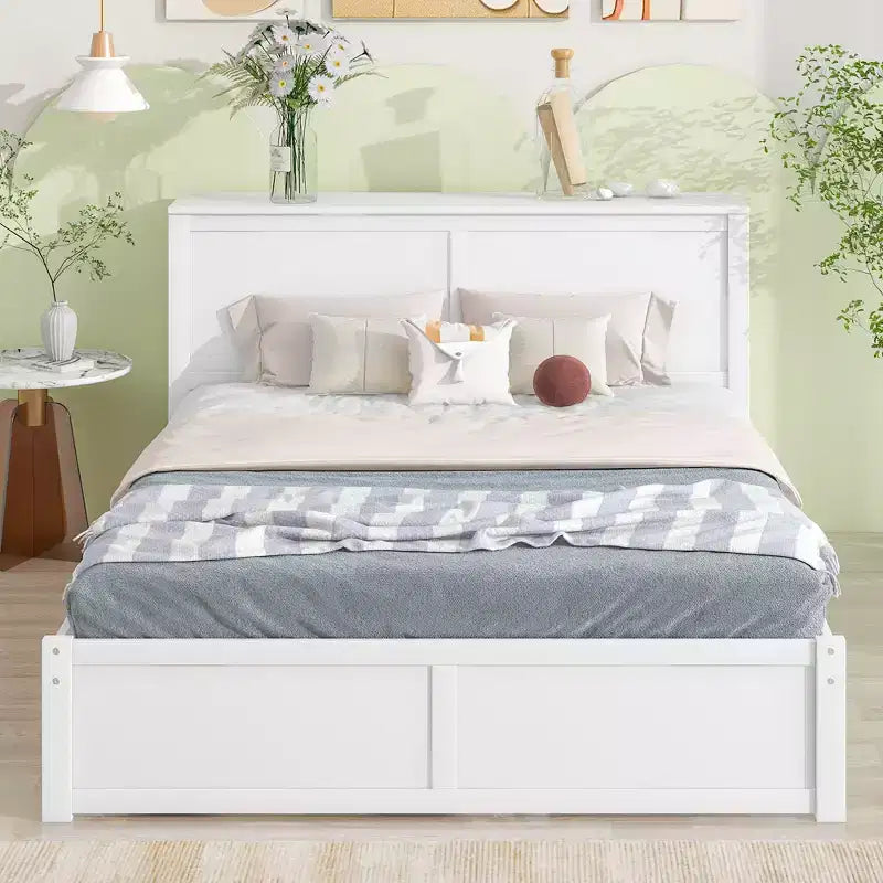Letto con Piattaforma Contenitore con Ripiani Estraibili e Letto Estraibile Singolo