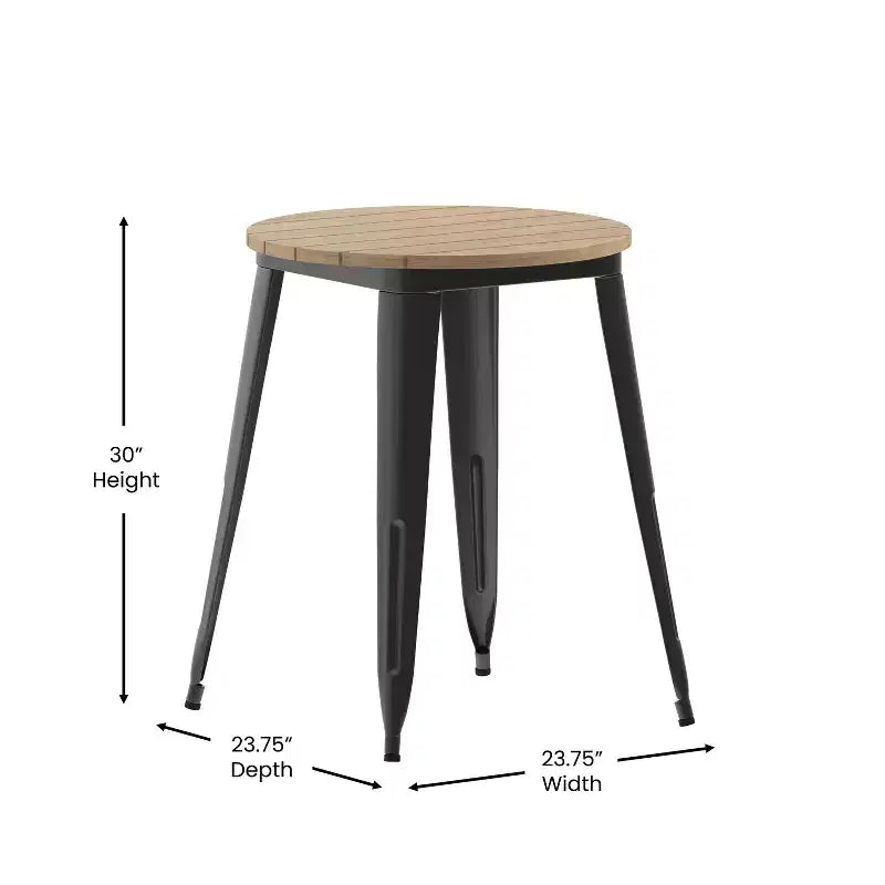 Tavolo da pranzo rotondo da 23,75" per interni/esterni con piano in resina e base in acciaio