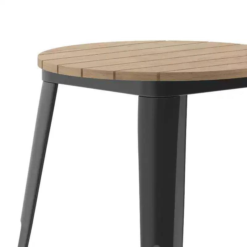 Tavolo da pranzo rotondo da 23,75" per interni/esterni con piano in resina e base in acciaio