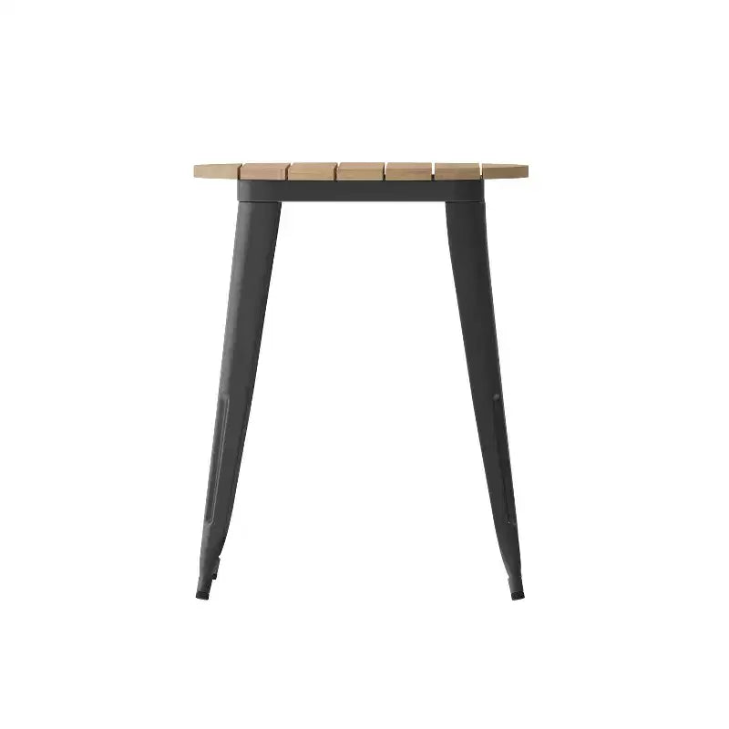 Tavolo da pranzo rotondo da 23,75" per interni/esterni con piano in resina e base in acciaio