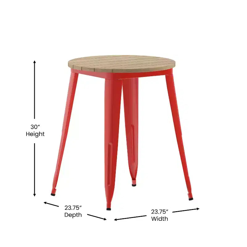 Tavolo da pranzo rotondo da 23,75" per interni/esterni con piano in resina e base in acciaio