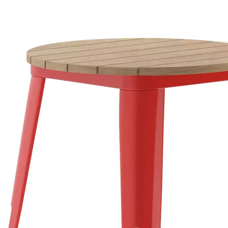 Tavolo da pranzo rotondo da 23,75" per interni/esterni con piano in resina e base in acciaio